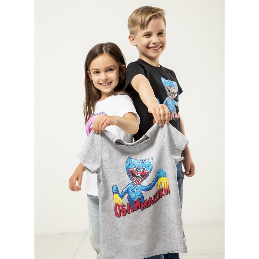 Футболка "ДЕТИ" Обнимашки, хлопок, размер 122, цвет серо-голубой - #6