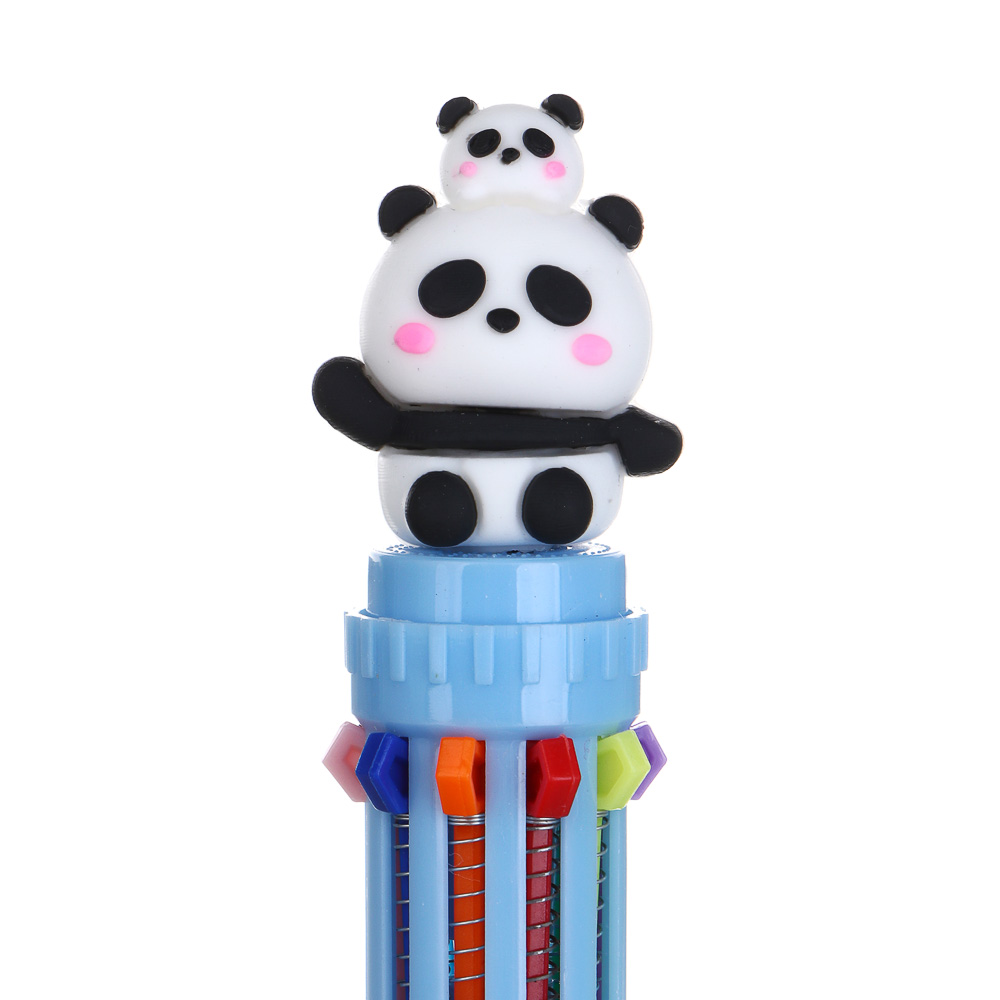 Ручка шариковая автоматическая 10-ти цветная с фигуркой в форме панды, 4 дизайна - #5