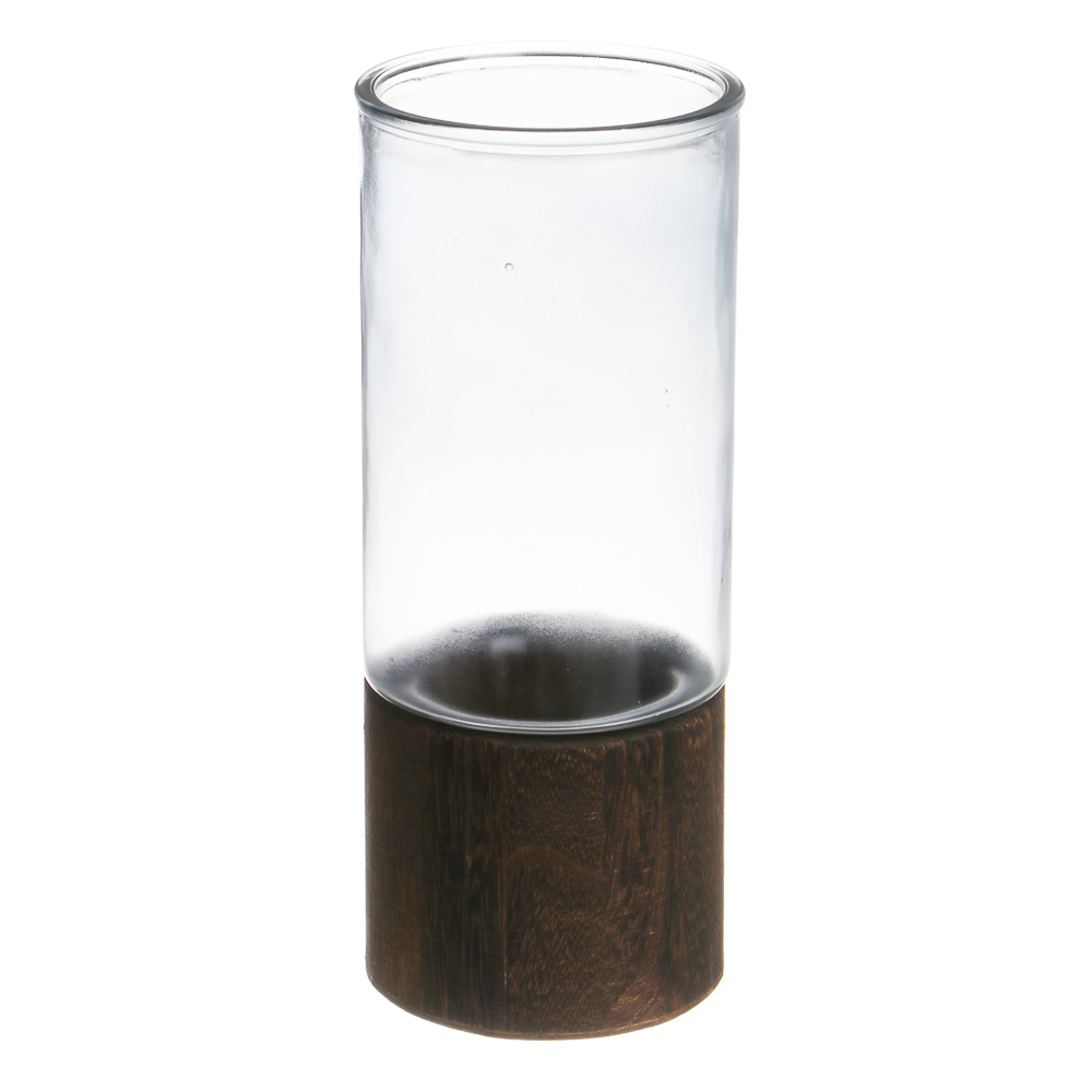 Ваза, 10x25 см, стекло, дерево - #1