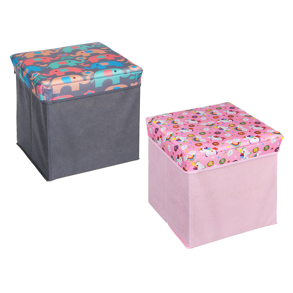 Пуф для игрушек Ящик-коробка Розовый или красный для девочек MR 0363