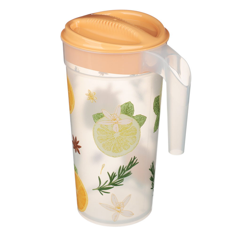 Кувшин 1,5л с крышкой, с декором, пластик - #4