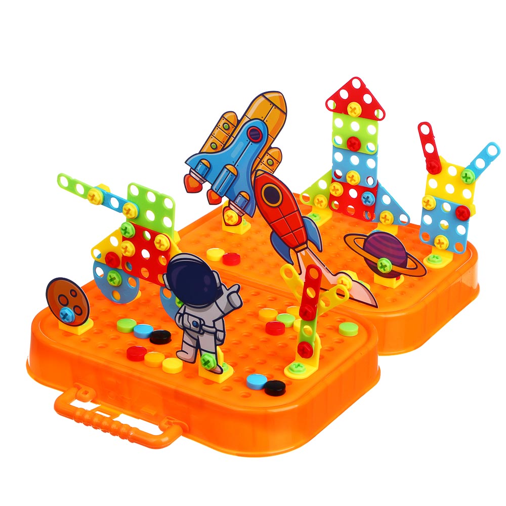 ИГРОЛЕНД Конструктор с шуруповёртом в чемоданчике "Шурупики", РР, ABS, 24,5х7,5х18,5см, 2 дизайна - #11