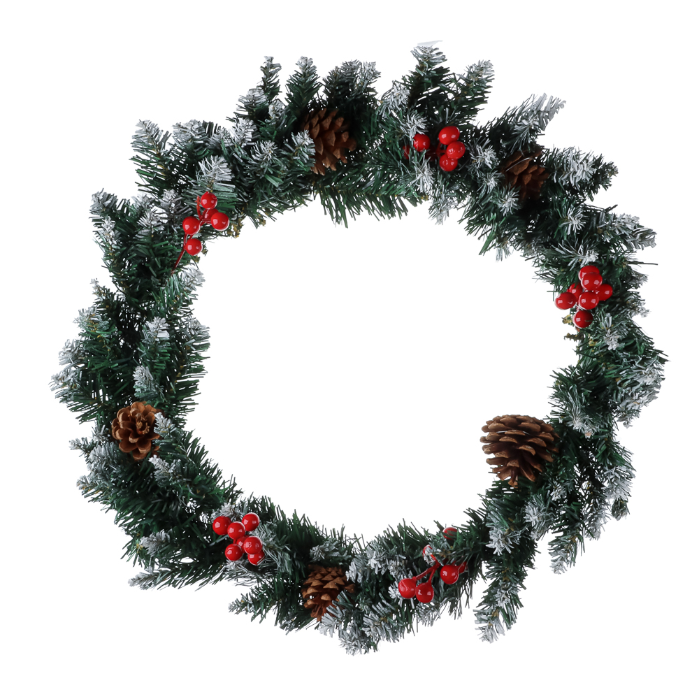 СНОУ БУМ Венок ПВХ Д40 см с шишками и ягодами, 26-91 - #1