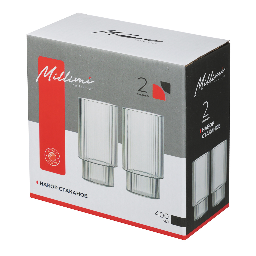 MILLIMI Набор стаканов Астра 400 мл, 2 шт, стекло, рифленый - #5