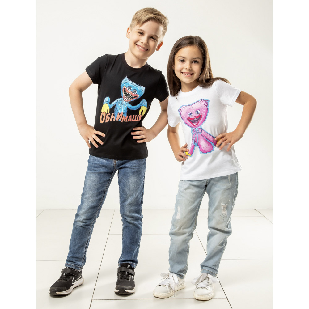 Футболка "ДЕТИ" Обнимашки, хлопок, размер 128, цвет черный - #6