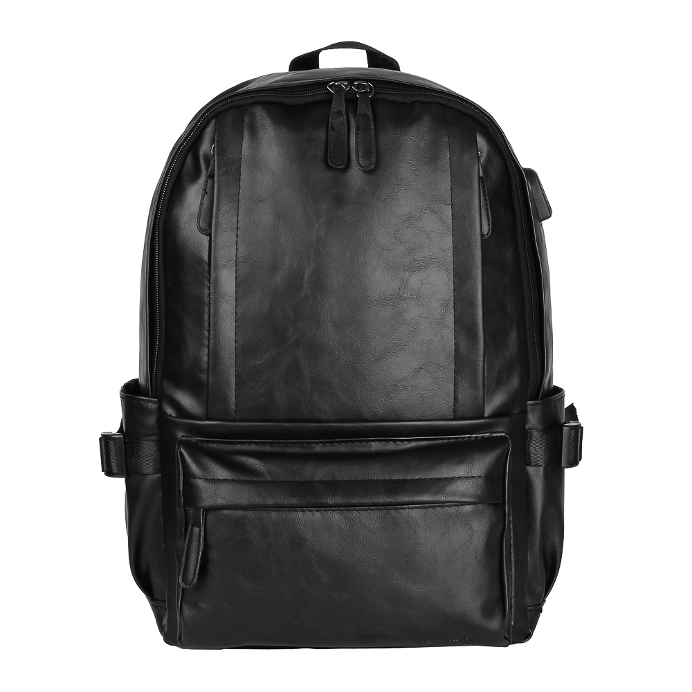 Рюкзак универсальный 42x30x12см, 1 отд., 5карм., бок.утяжки, USB-выход, отв.д/науш., иск.кожа, черн. - #1