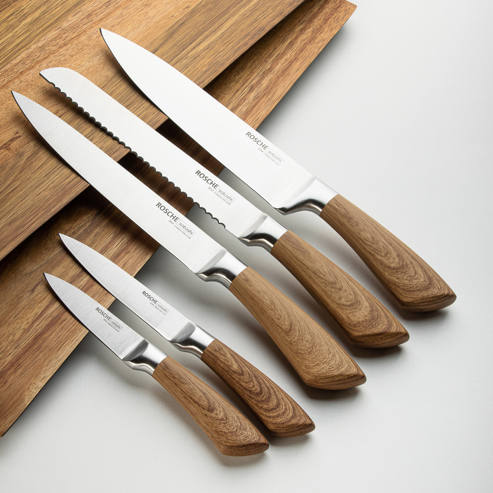 SATOSHI Роше Набор ножей кухонных 6пр, подставка с полипропиленовыми разделителями - #12