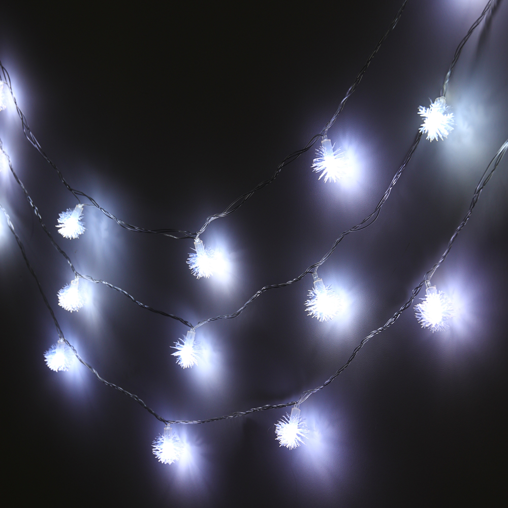 СНОУ БУМ Гирлянда эл. вьюн 4м, 20LED, белый, пост. свечение, ПВХ прозрачный, 220В - #8