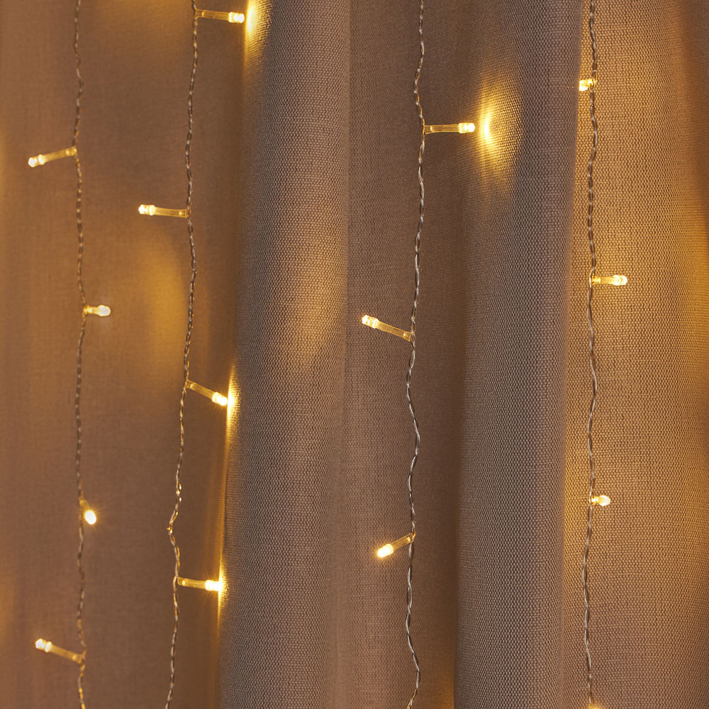 СНОУ БУМ Эл.гирлянда занавес, 1.5x1.5м, 150LED, шампань, 10 нитей, пост.свеч., ПВХ прозр., 220В - #13