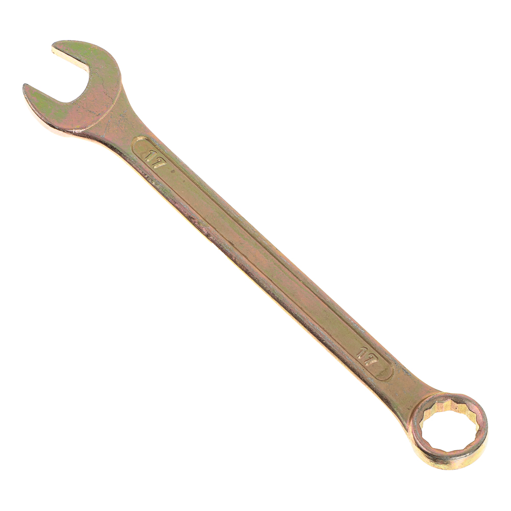 ЕРМАК Ключ рожково-накидной, 17мм, желтый цинк - #1