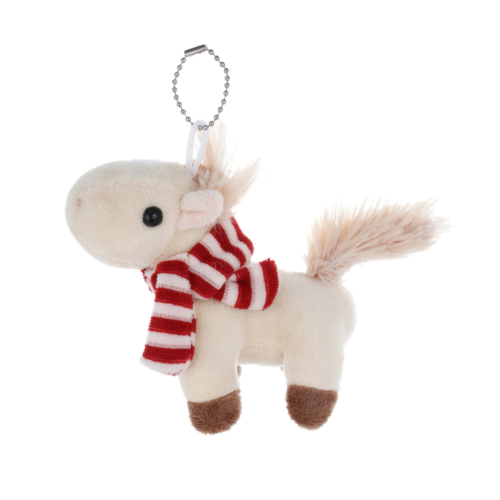 СНОУ БУМ Мягкий сувенир лошадка в шарфике на шнурке 10 см, полиэстер - #3