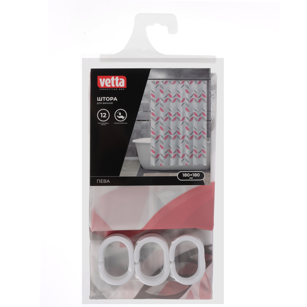VETTA Шторка для ванной, ПЕВА, 60 г/м2, 180х180 см, 019 - #4