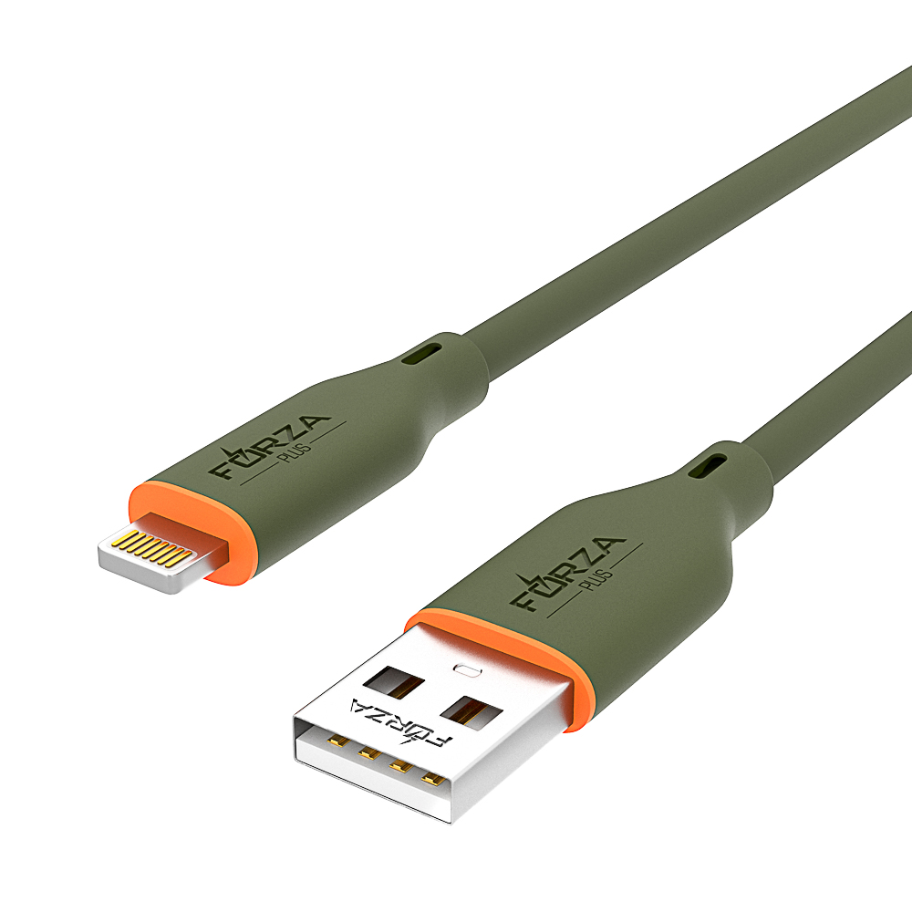 FORZA Кабель для зарядки Олива iP, 1м, Быстрая зарядка 2.4А, PD 20W, силиконовый, оливковый - #4