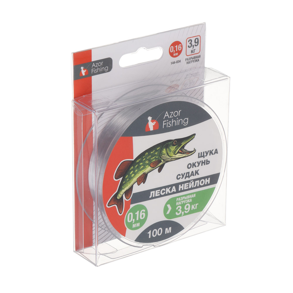 Леска "Щука, Окунь, Судак" тм AZOR FISHING, нейлон, 100м, 0,16мм, 3,9кг, серая - #5