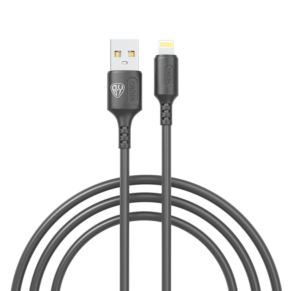 Кабель для зарядки USB(A)-iP BY Fusion, 12Вт, 1 м, 2.4A, TPE, чёрный - #1
