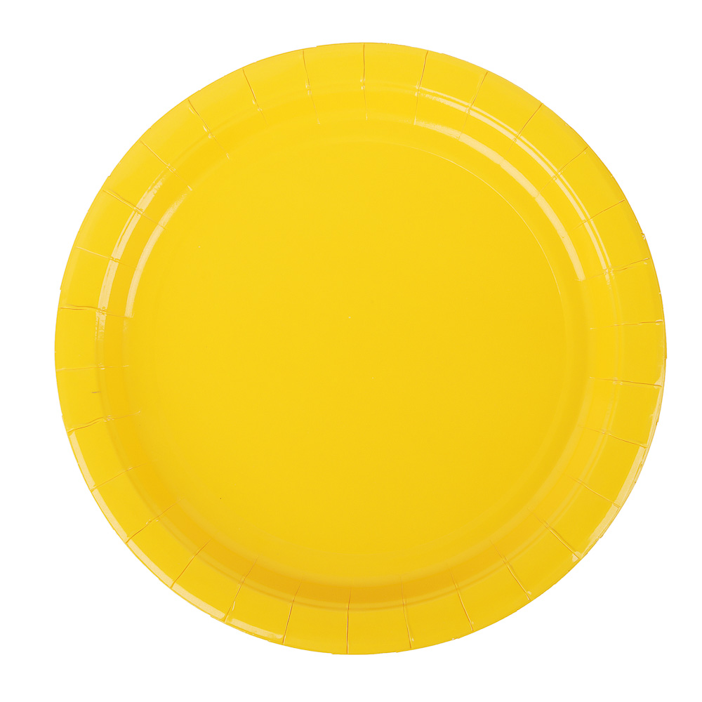Набор бумажных тарелок, желтый, 23 см, 6 шт - #1