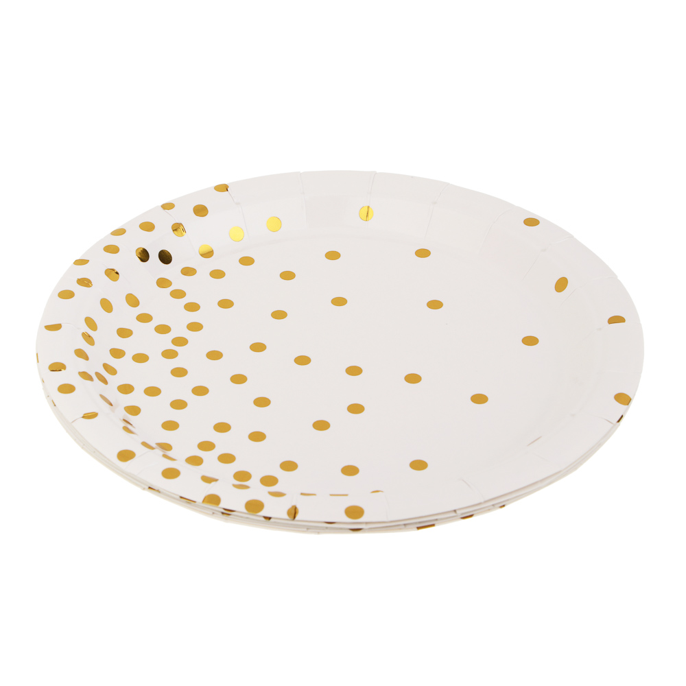 Fntastic Набор тарелок одноразовых, 6 шт, 18 см, бумага, белый, черный - #5