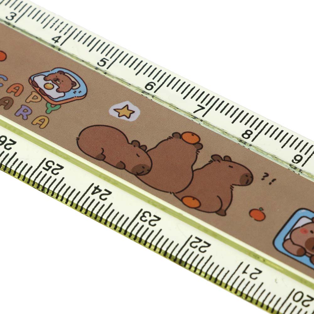 Набор канцелярский 4 пр., линейка раскладная, ластик, точилка, карандаш ч/гр "Капибара", ПВХ пенал - #12