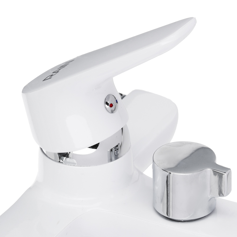 Смеситель для ванны с душем RAIN Алмаз, однорычажный, короткий излив, белый - #3