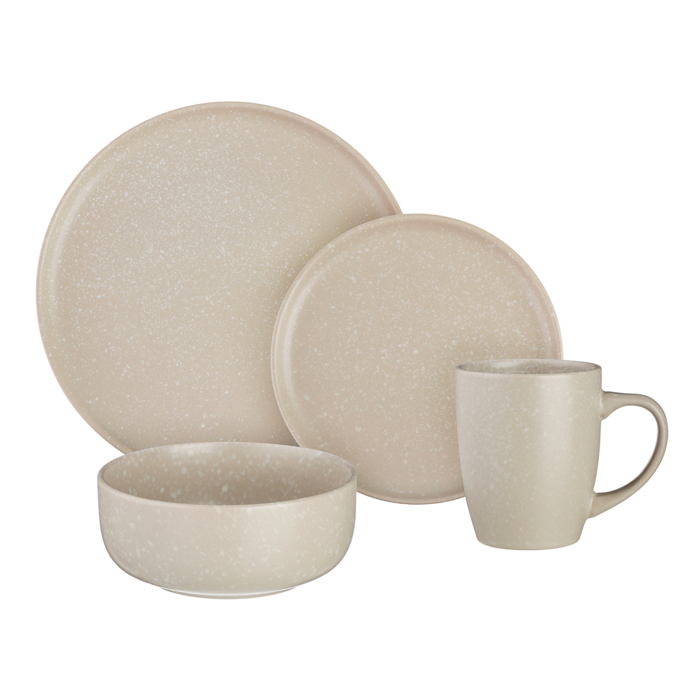 MILLIMI Набор стол.посуды 16пр(тар26см*4, тар20см*4, салатн14см*4, кружка340мл*4) керамика, бежевый - #1