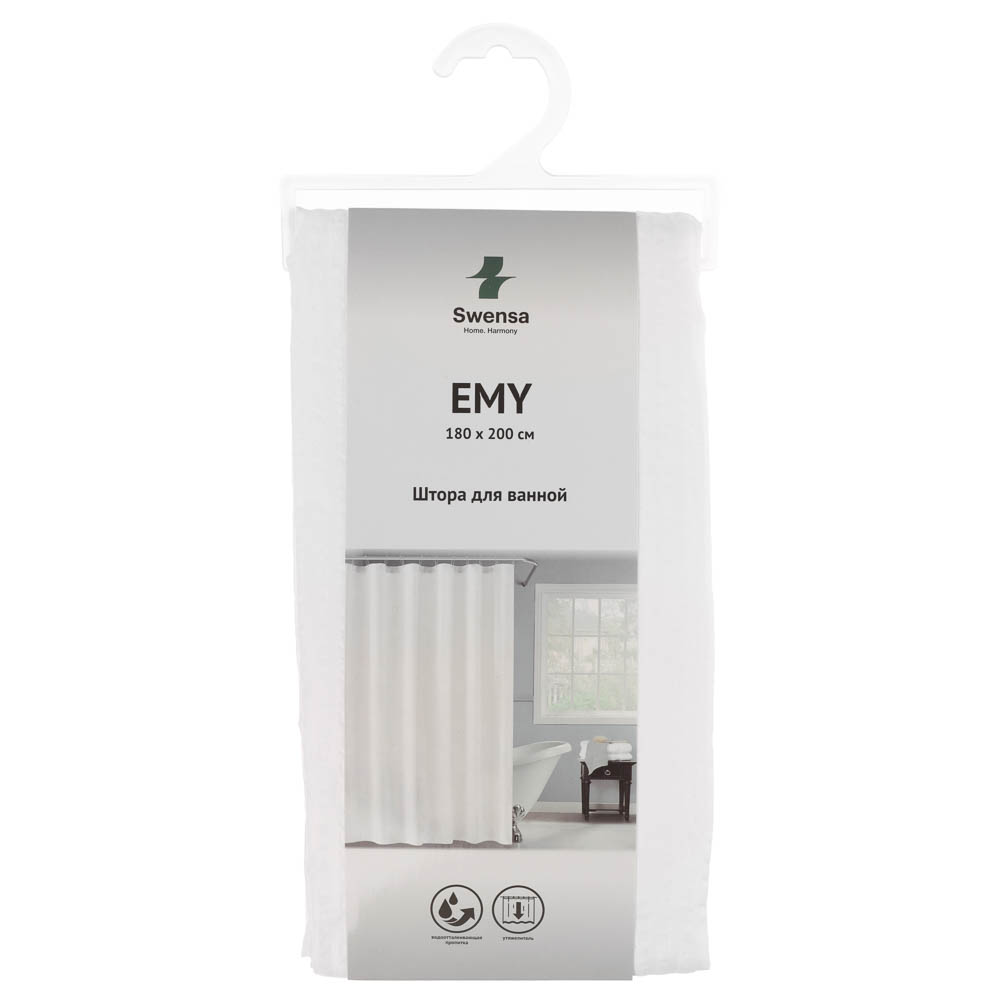 Штора для ванной 180Х200см EMY, белый, SWC-95-61-WHT - #5