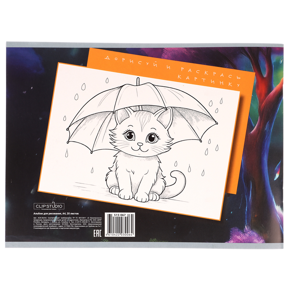 ClipStudio Альбом для рисования A4 20л., офсет 90г/м2, обл. картон, скрепка, 4 дизайна - #5