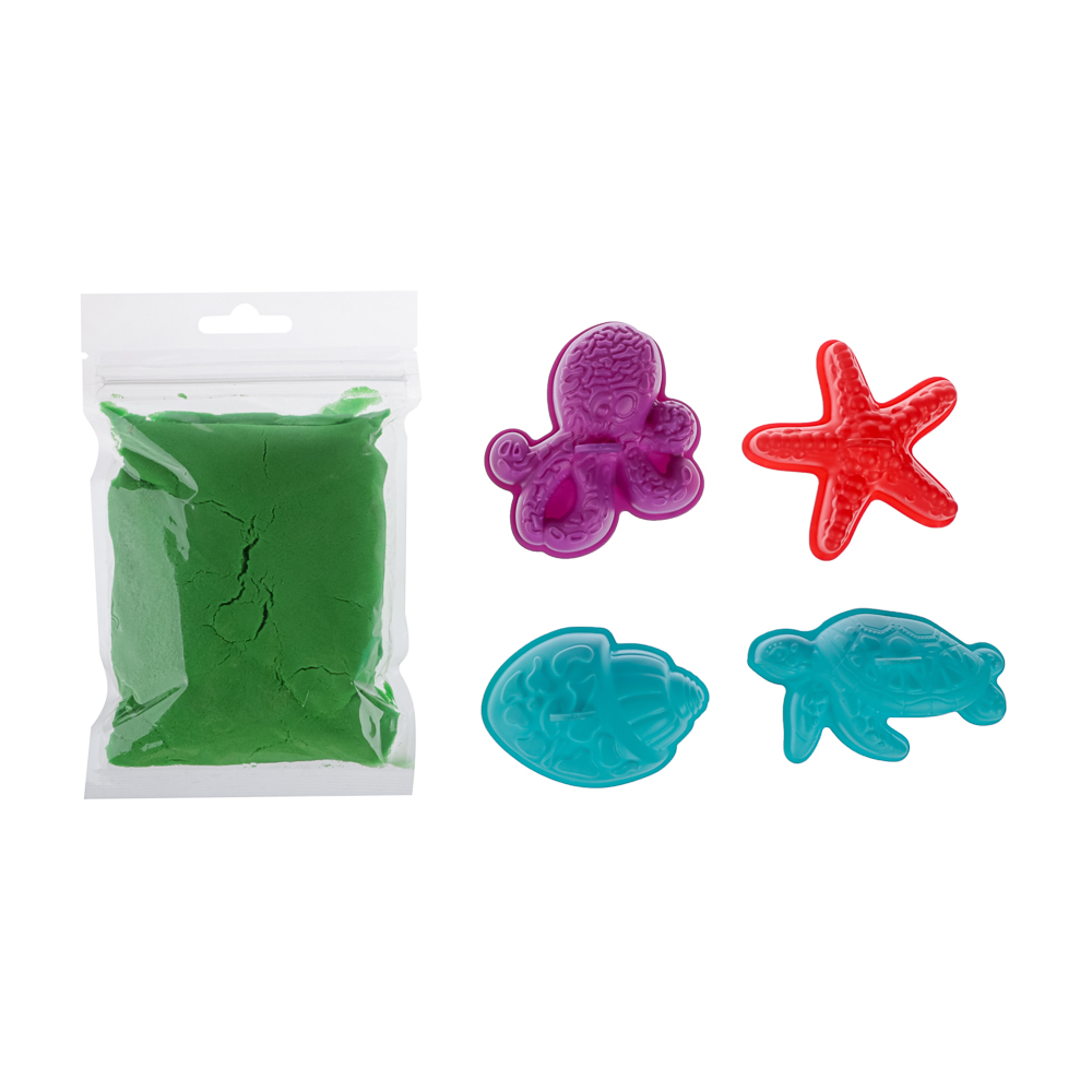 ХОББИХИТ Набор для творчества "Кинетический песок" песок 195гр, 4 формочки, PP, 14х5х19см - #3