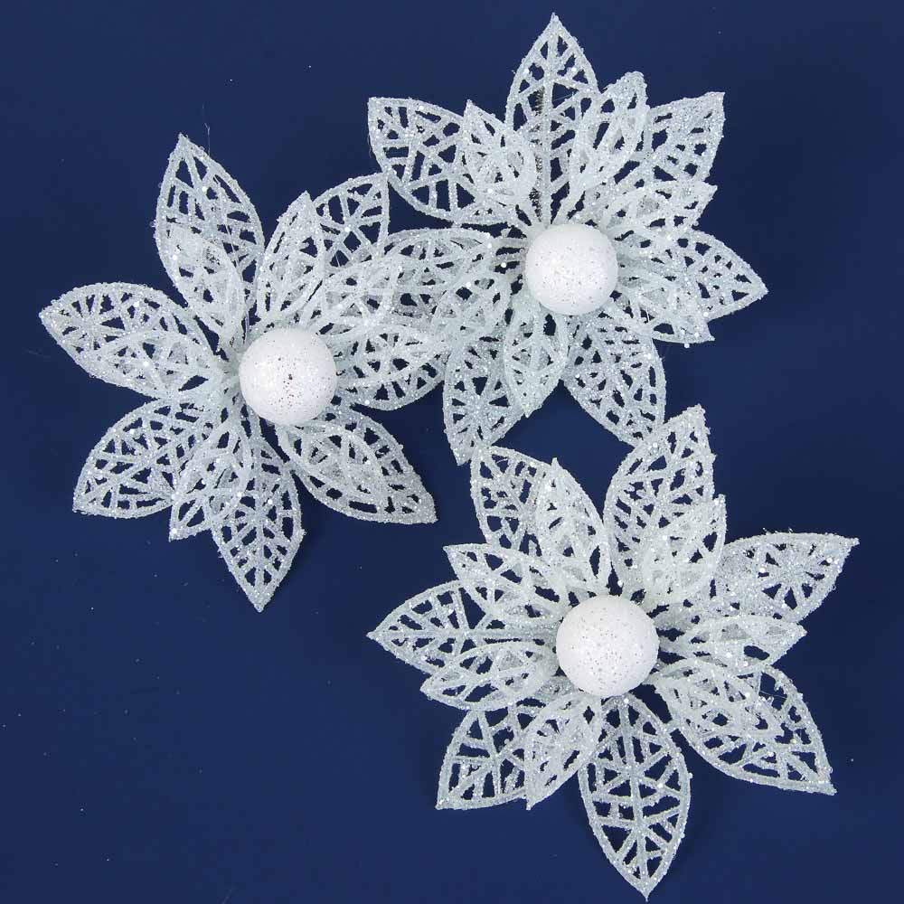 СНОУ БУМ Цветы на проволоке 10x10 см, 3 шт - #4