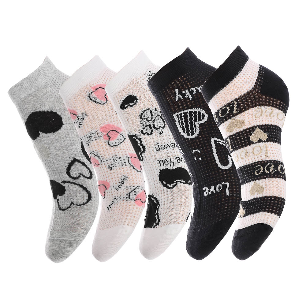 Носки женские короткие с рисунком, тм Turkan, р. 36-41, 90%хлопок,8% п/а, 2%лайкра,разноцветные,6460 - #1