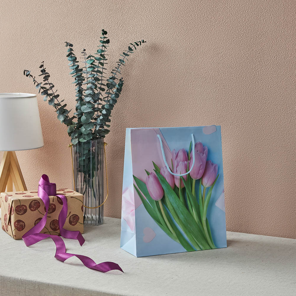 LADECOR Пакет подарочный, бумажный, 26x32x10 см, 4 дизайна, тюльпаны - #6
