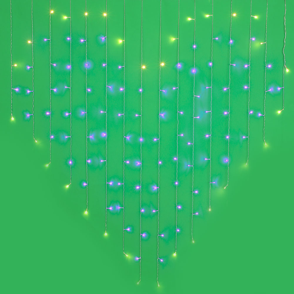Гирлянда электрическая Сноубум бахрома "Сердце", 1,5х1,5 м, пурпур+шампань - #1