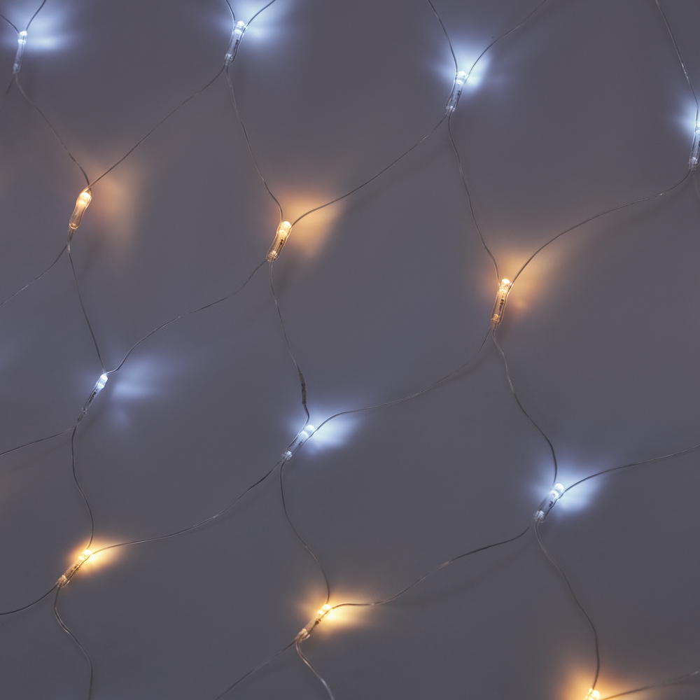 СНОУ БУМ Гирлянда эл. сеть водопад 144LED,1,6x1,6м, белый/шампань, 8 реж, ПВХ прозр.,220В - #6