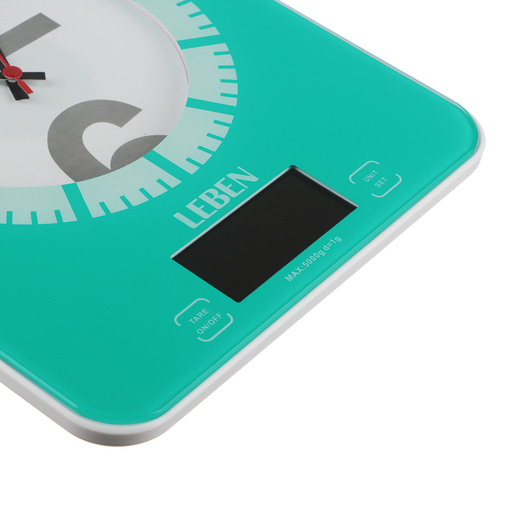 LEBEN Весы кухонные электронные с часами, макс.нагр.до 5кг (точн.измер. 1 гр), пластик, 2 цвета - #4