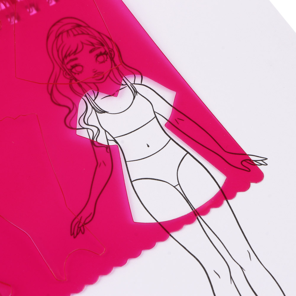 ХОББИХИТ Скетчбук для творчества с трафаретами, 20 л, картон, пластик, наклейки, 15х19х2см - #8