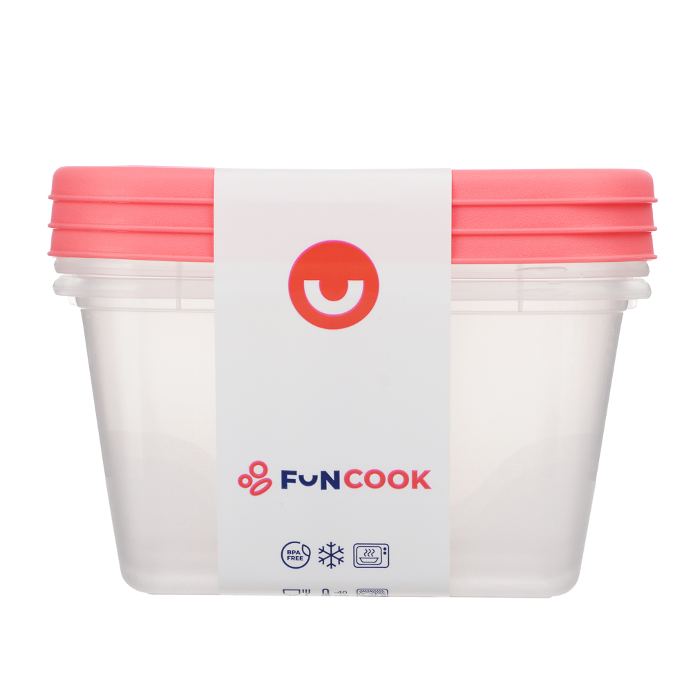 Набор контейнеров пищевых квадратных, 3шт, 0,63л, пластик, 3 цвета - #13