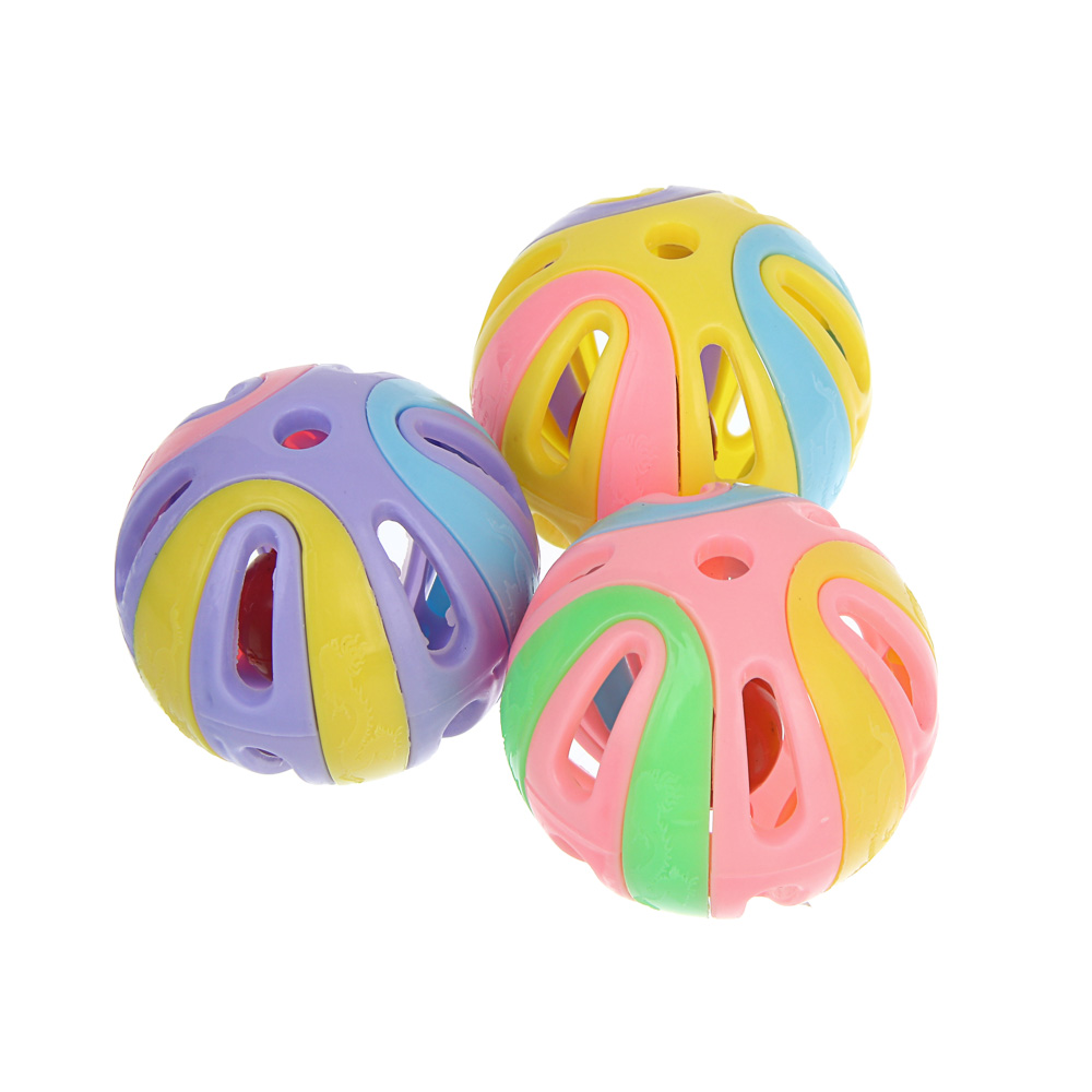 Набор игрушек для кошек тм VETTA, мячи разноцветные, 3шт по 5см - #6