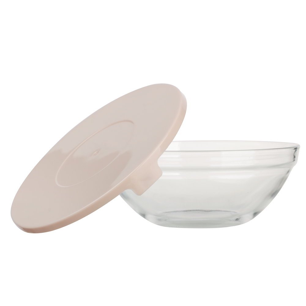 MILLIMI Набор салатников с крышкой 5 шт: 900/ 500/350/200/130 мл, стекло, пластик, бежевый - #5