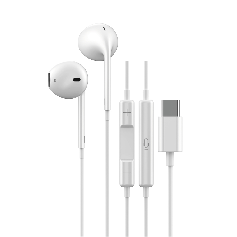 Наушники проводные вкладыши с микрофоном BY Space, TYPE-C, 120см, белый - #1