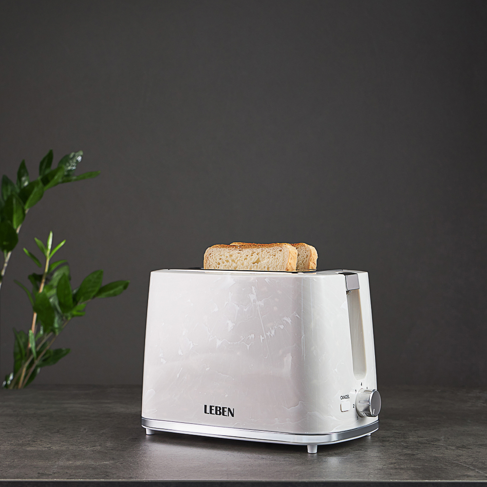 LEBEN Тостер, 900Вт, 2 отдела, белый мрамор, 220-240В - #12