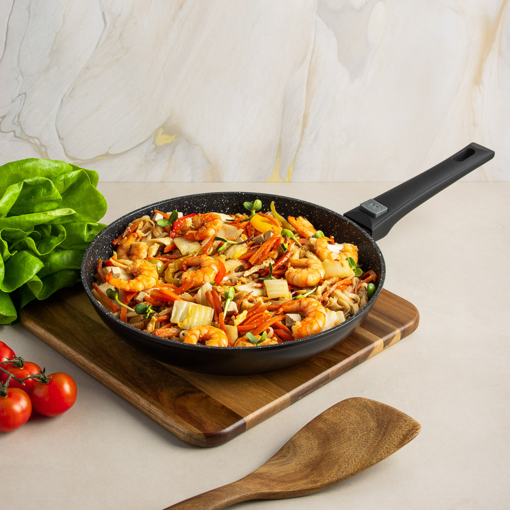 SATOSHI Оникс Сковорода литая d28см, антипригарное покрытие "мрамор", съемная ручка, индукция - #11