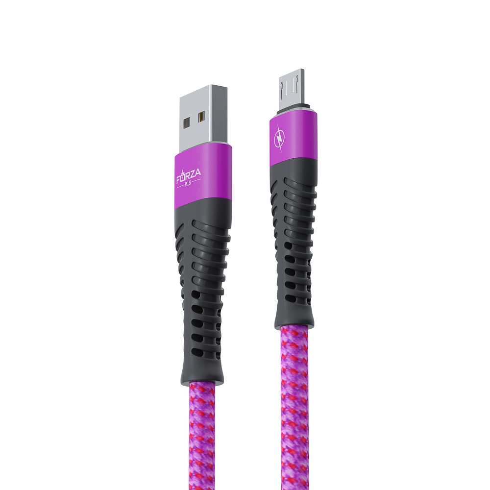 FORZA Кабель для зарядки Венеция Micro USB, 1м, 2А, тканевая оплётка, 3 цвета, пакет - #3