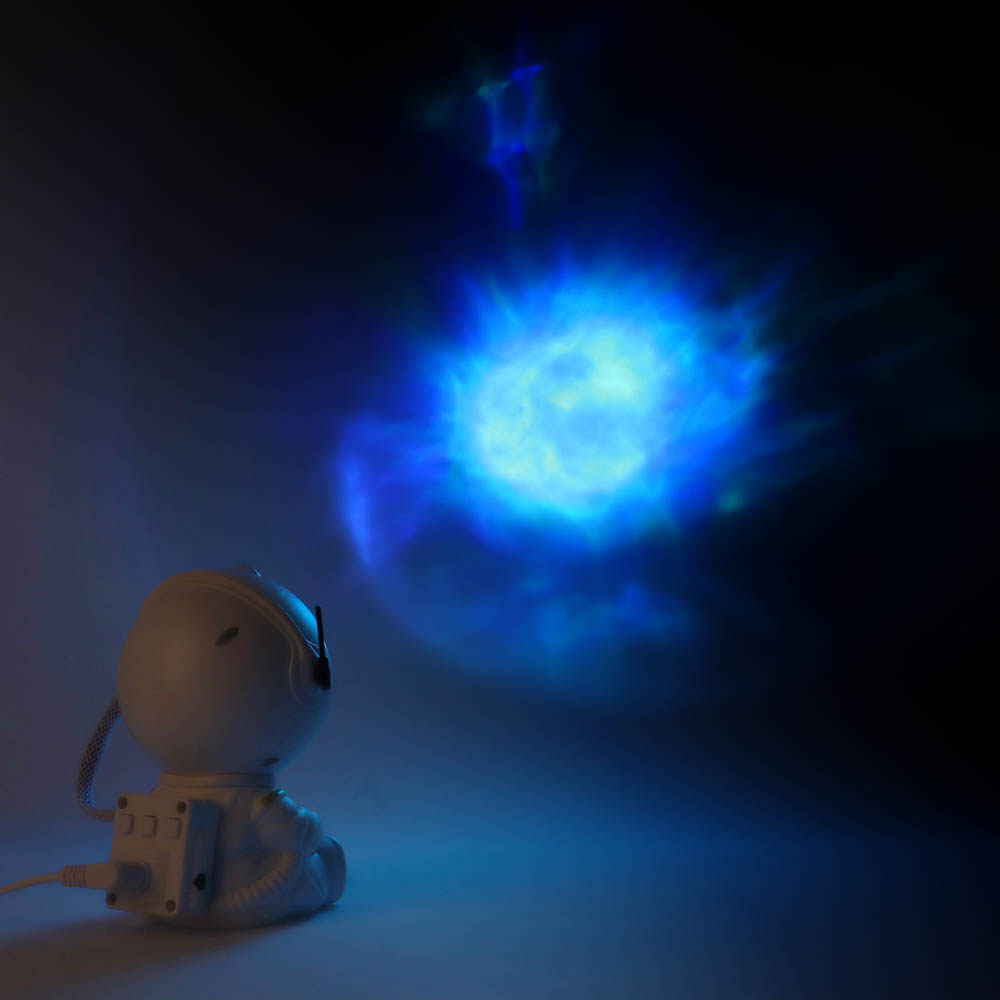 Светильник-ночник проектор неба BY Космонавт, 5W, пульт ДУ, USB, 9x8x13см, пластик, белый - #8