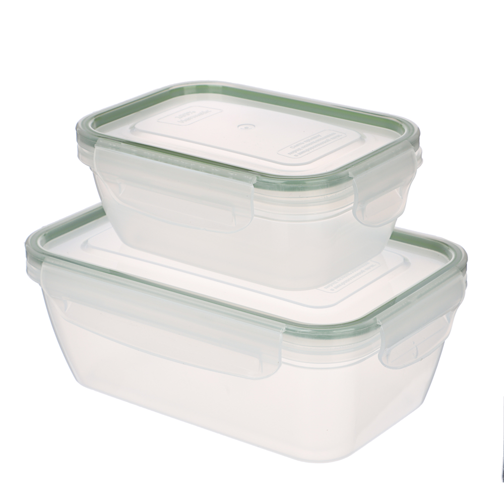 Набор контейнеров для продуктов герметичных с защелками 2шт (0,47л; 1л), пластик - #1