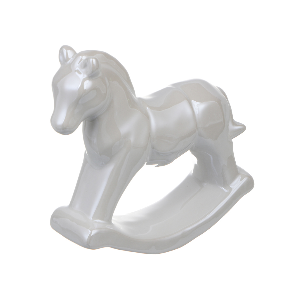 СНОУ БУМ Фигурка Лошадка-качалка 12 см, белая керамика - #1