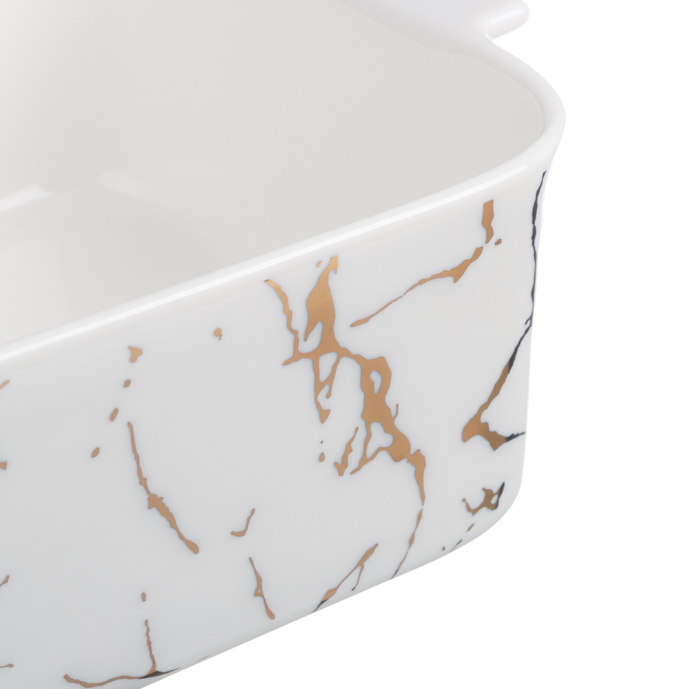 MILLIMI Марбл Форма для запекания и сервировки прямоугольная с ручками, 28х16,5х7,5см, кост.фарфор - #2