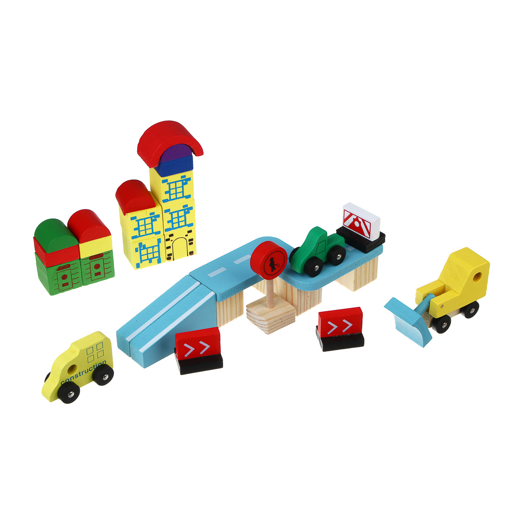 ИГРОЛЕНД Конструктор для малышей "Город деревянный", 28х16х3,5см, дерево, 4 дизайна - #6