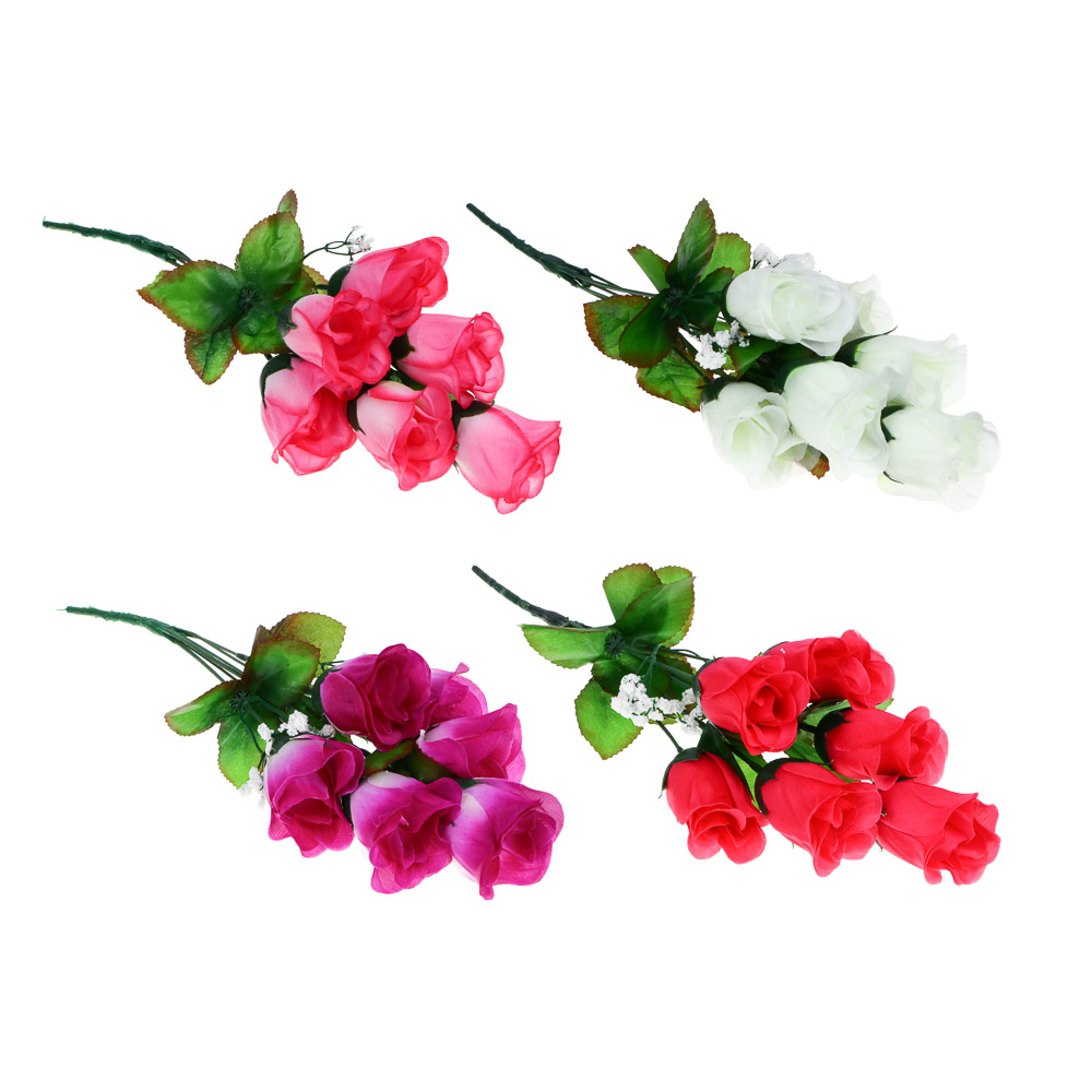 Букет искусственных цветов, пластик, в виде роз, 37 см, арт 05, 4 цвета - #1