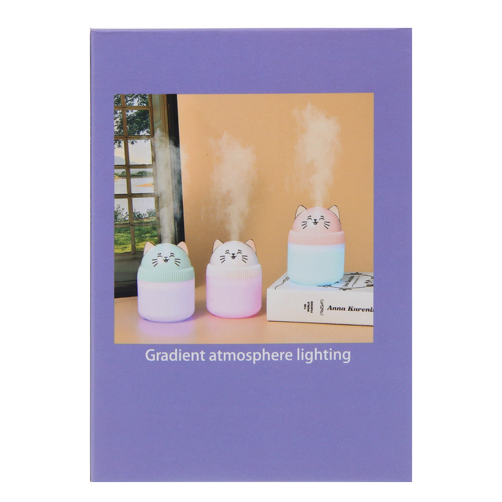 LEBEN Увлажнитель воздуха Котик, 220мл, подсветка, 11x8x8см, питание 5В/0.4А от USB, 2Вт - #12