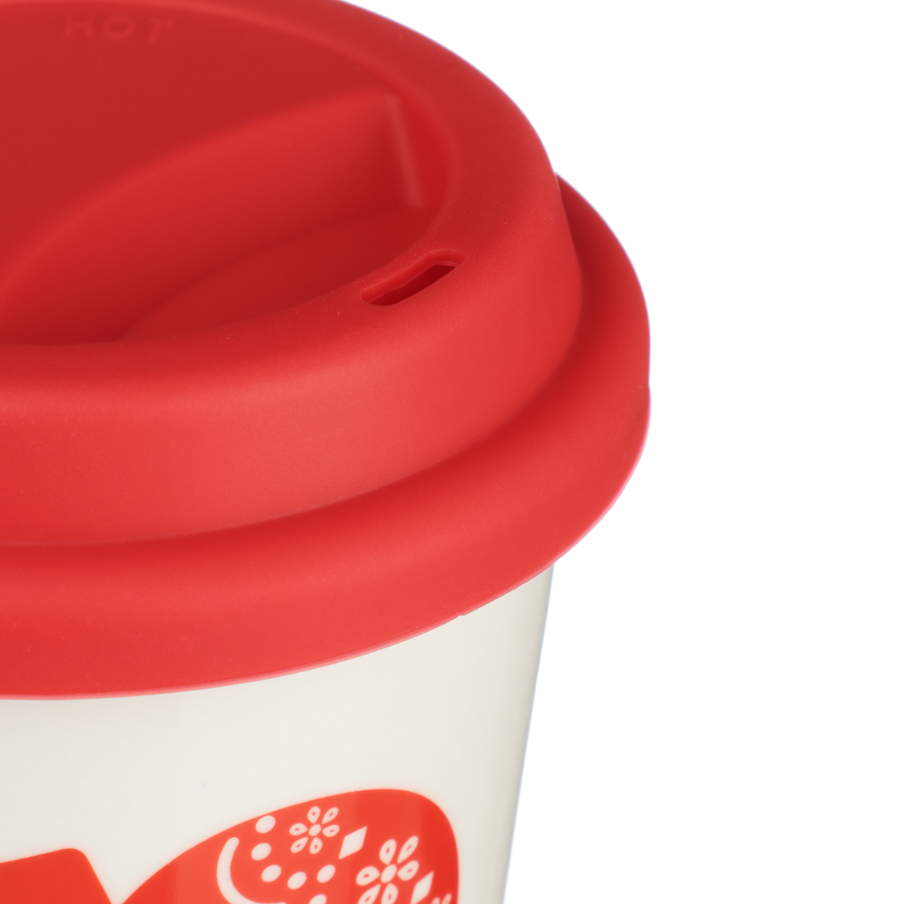 MILLIMI Кружка для кофе с силиконовой крышкой 450мл, фарфор, 2 дизайна - #4