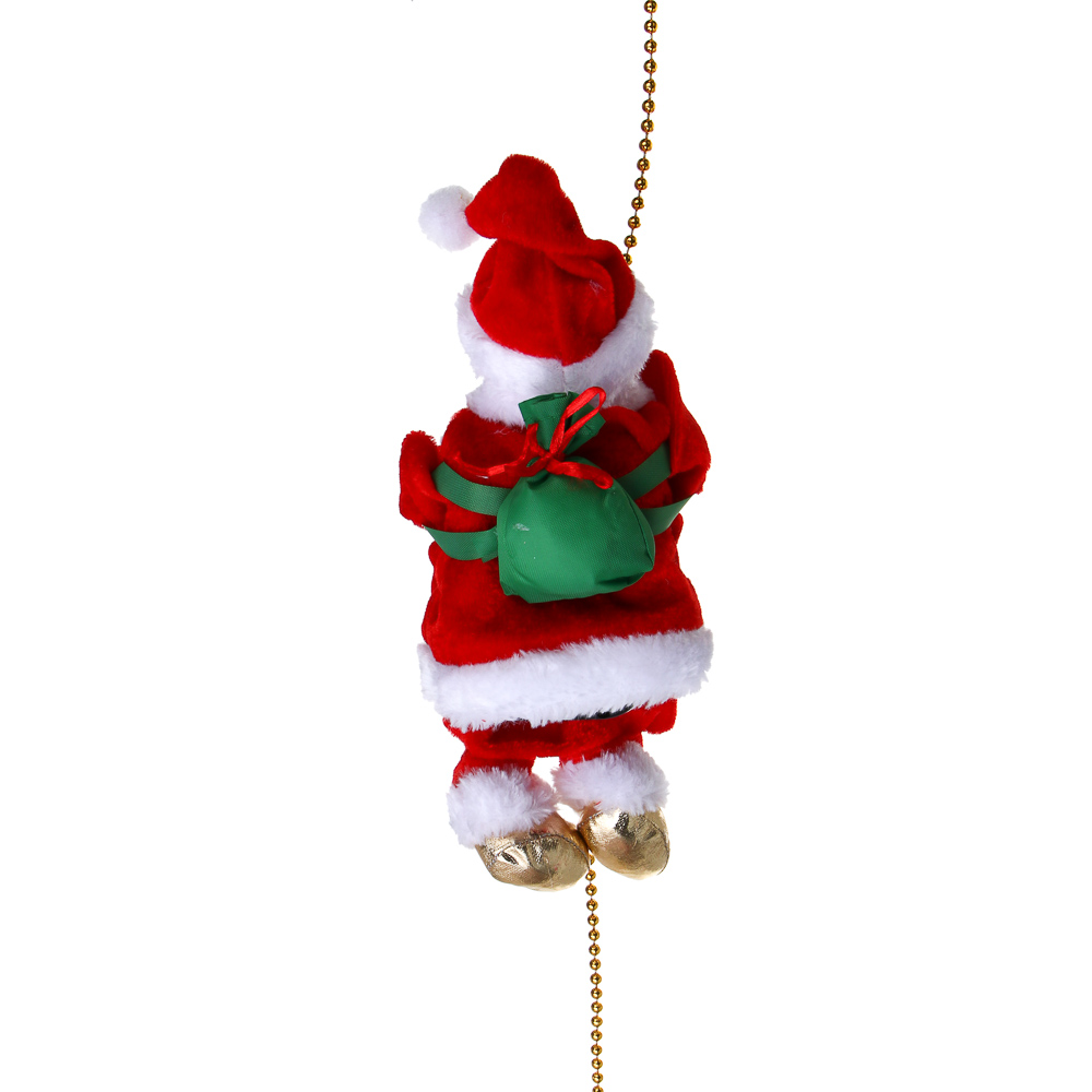 СНОУ БУМ Игрушка новогодняя "Музыкальный Санта", двигается по веревке, 10х24см, ABS, полиэстер, 3хАА - #3